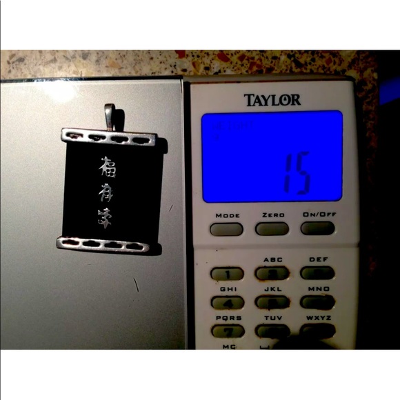 RARE Vintage Black Onyx & Sterling Silver Pendant w/ Chinese Symbols - Picture 4 of 4